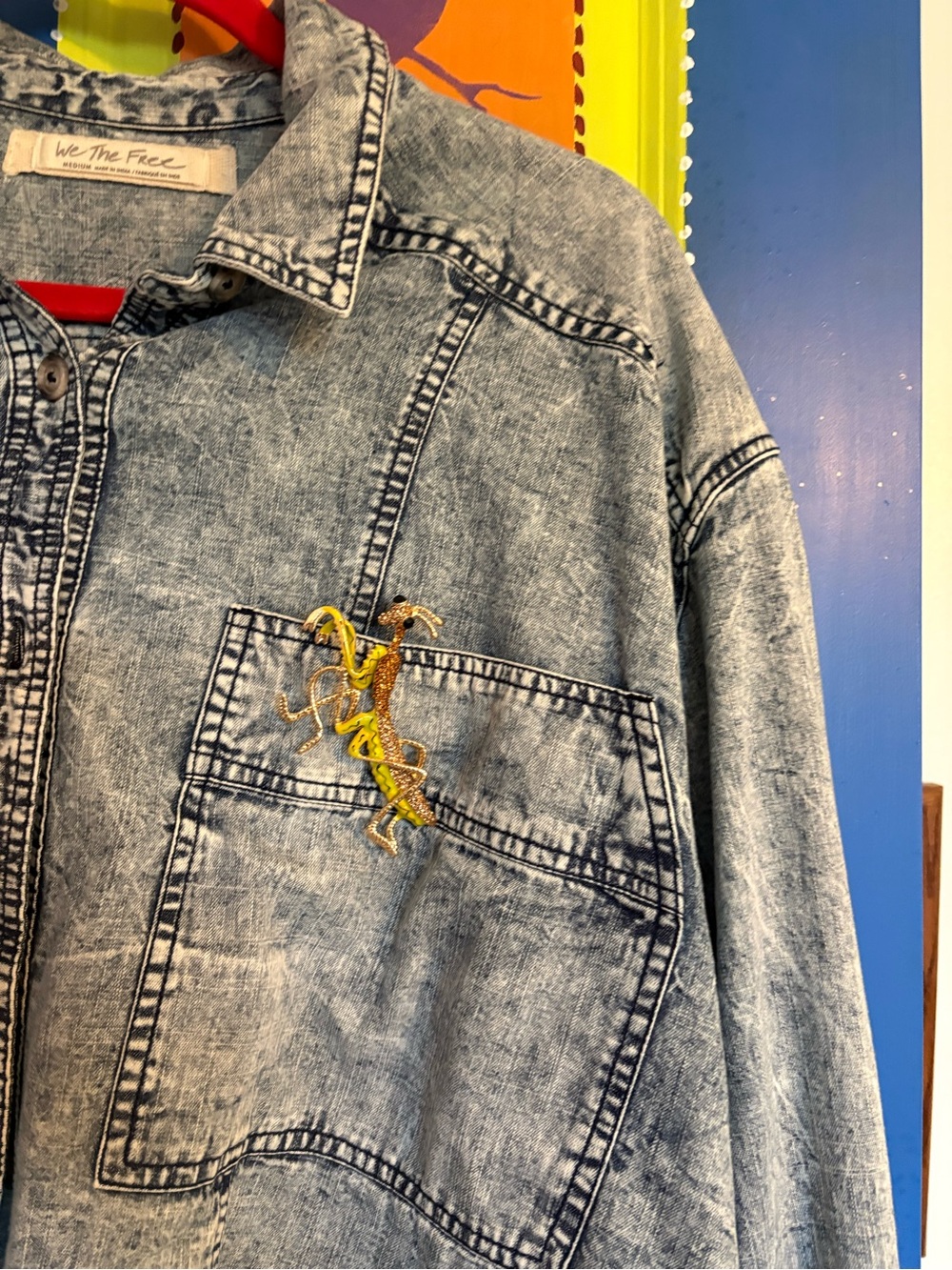 Free People We the Free denim swing Jacket Medium - Picture 6 of 9
